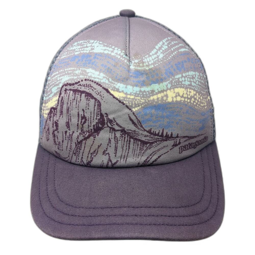 Patagonia Trucker Hat Purple One Size Half Dome Mountain Graphic Mesh Snapback